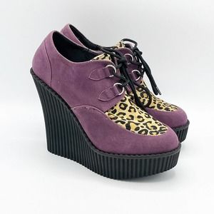 Demonia Platform Creeper 304 Womens 9 Purple Leopard Print High Heel Wedge